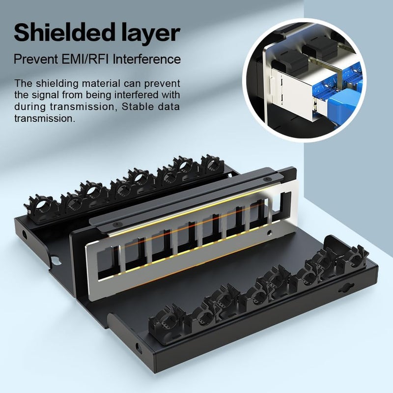 Enmane 8 Port Blank Keystone Patch Panel Shielded Compatible with LC/SC/ST/FC/USB/HDMI Keystone Jack for Desk Mount Home Ethernet Termination Box - Image 5